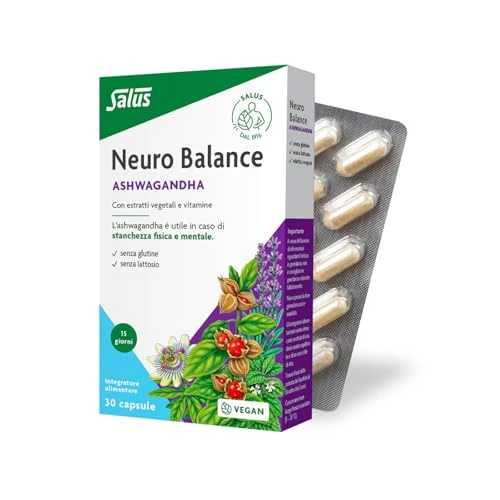 Salus – Neuro Balance Ashwagandha Kapseln – 1x 30 St. – Für Nerven und Psyche – mit B-Vitaminen, Ashwagandha, Passionsblume, Lavendel und Melisse – perfekt bei Stress unterwegs – vegan