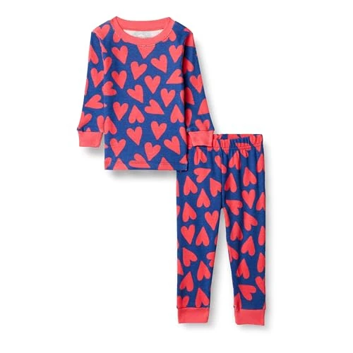 Limited-time offer: Amazon Essentials Baby Boys' Snug-Fit Cotton Pyjama Sleepwear Sets, Blue Orange Hearts, 12 Months from 4.91 £ to 4.91 £ (save 0.00%)