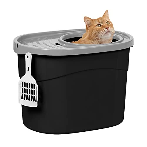 Limited offer: Iris Ohyama Cat Litter Box with Scoop, Up to 7kg, Black/Gray, Top Entry, Cat Litter Tray, Enclosed, for Kitten, High Sided, Hooded, Large, Jumbo, BPA Free, Deep, Easy to Clean, TECL-20 from 59.00 EUR to 59.00 EUR (save 0%)