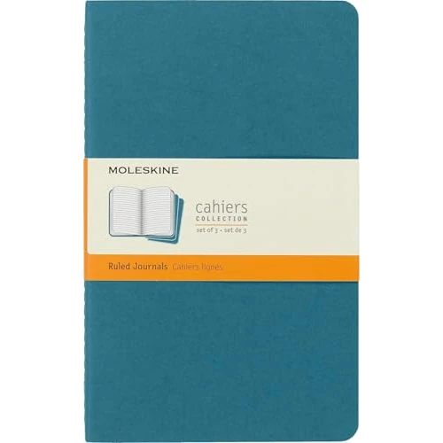 Oferta limitada: Moleskine Cahier Journal, Set de 3 Cuadernos Rayados, Tapa de Cartón con Costura Vista en Algodón, Azul Brillante, Large 13 x 21 cm de 17.00 € a 13.49 € (ahorro 21%)