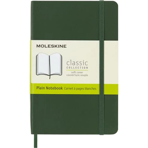 Offerta a tempo: Moleskine Classic Notebook, Taccuino con Pagine Bianche, Copertina Morbida e Chiusura Elastica, Formato Pocket 9 x 14 cm, Colore Verde Mirto, 192 Pagine - 12% da 17.90 € a 15.83 €