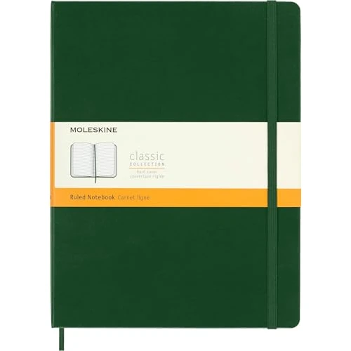 Begrenztes Angebot: Moleskine Klassisches Notizbuch, Liniertes Notizbuch, Hardcover und Elastischer Verschluss, Größe XL 19 x 25 cm, Farbe Myrtegrün, 192 Seiten von 21.83 EUR auf 18.99 EUR (Rabatt 13%)