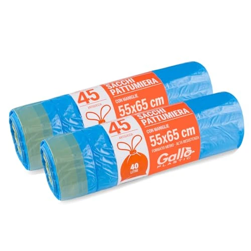 Offerta a tempo: Gallo, 90 Sacchi per Pattumiera, Maniglie Tira e Chiudi, 55x65cm, 40 Litri, Blu, 90 unità - 40% da 14.96 € a 8.99 €