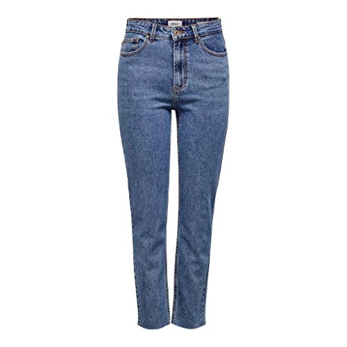 Only Onlemily Hw St Raw Jns Db Mae 0005 Noos, Jeans straight Donna, Blu (Dark Blue Denim Dark Blue Denim), 32W / 32L
