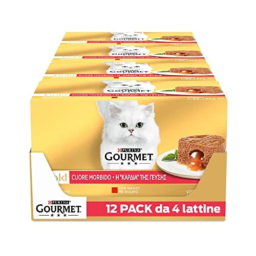 Purina Gourmet Goldherz weich feucht Katze mit Rind und Huhn, 48 Dosen à 85 g