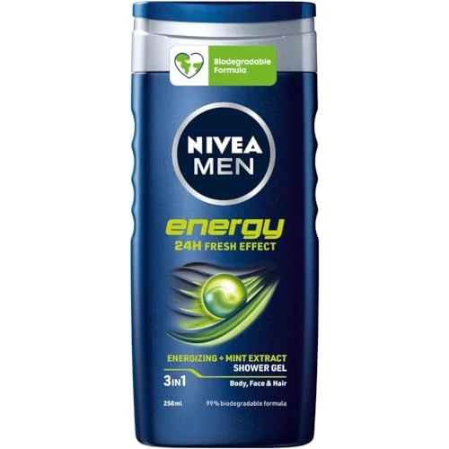 Offerta a tempo: NIVEA MEN Energy Doccia Shampoo 6 x 250 ml, Docciaschiuma uomo rivitalizzante per corpo, viso e capelli, Docciaschiuma e shampoo uomo rinfrescante con Estratto di Menta - 45% da 19.14 € a 10.60 €