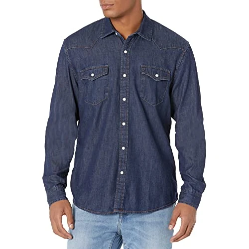 Limitiertes Angebot: Amazon Essentials Herren Langärmeliges Jeanshemd, Normale Passform, Leicht Ausgespült, XS von 15.70 EUR auf 15.70 EUR (Spare 0%)