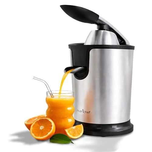 Offerta a tempo: NutriChef Estrattore di Succo, Estrattore e Centrifuga Spremiagrumi Elettrico in Acciaio Inox con Pressa Manuale, Filtro Polpa Regolabile, Lavabile in Lavastoviglie, Motore 160 Watt - 0.00% da 49.99 € a 49.99 €