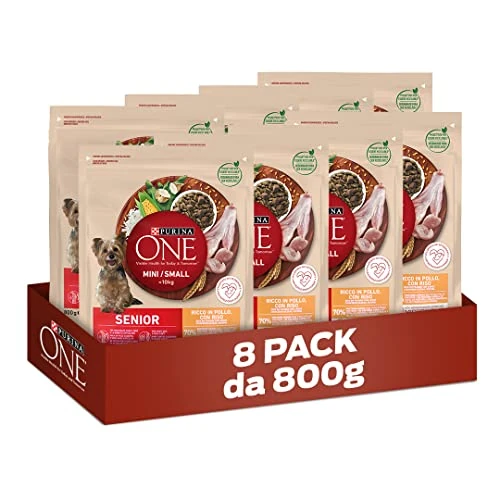 Limited offer: PURINA ONE Mini Small Senior Dog Food for Adults with Chicken and Rice 8 Bags of 800 g from 31.92 EUR to 22.32 EUR (save 30%)