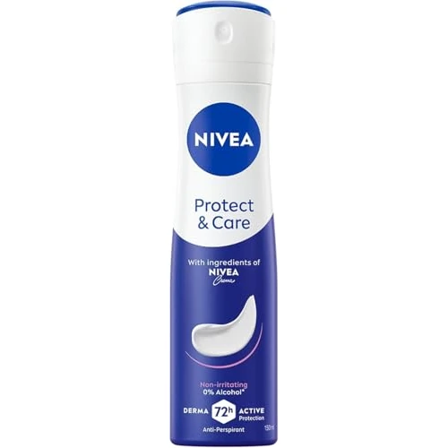 NIVEA Protect & Care Deospray 6 x 150 ml, Antitranspirant Deo ohne Ethylalkohol, duftendes und nicht reizendes Deodorant für effektiven Schutz