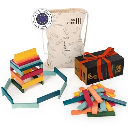 Offerta a tempo: Laleni Costruzioni in Legno per Bambini 90 Pezzi – Blocchi e Mattoncini Educativi in Legno per Gioco Creativo - 38% da 29.99 € a 18.69 €