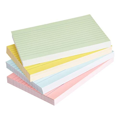 Amazon Basics cartoncini A6, a righe, Colori fluo Assortiti (Confezione da 200)