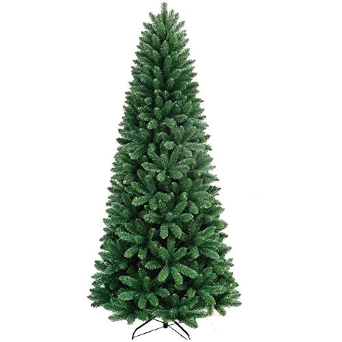 BAKAJI SLIM Christmas Tree Very Thick New Version Pine of Dreams Ecological and Fireproof with Iron Cross Base Folding Star Opening Green (Green Pine of Dreams, 240)