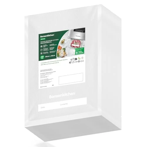 Offre limitee: Bonsenkitchen Sacs Sous Vide Alimentaire 100 Sachets 20 x 30 cm pour Machine Sous Vide - Sacs à Faire le Vide d'air Gaufrés pour la Conservation des Aliments et la Cuisson, VB3205 de 19.99 EUR a 15.29 EUR (economie 24%)