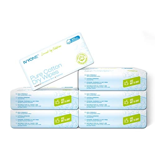 Offerta a tempo: Ivyone Salviette Asciutte in Puro Cotone（600 Salviette）, 100% Naturale e Biodegradabile, Salviette per Neonati, Salviette Viso, Panno Struccante e Asciugamani Monouso - 0.00% da 34.89 € a 34.89 €