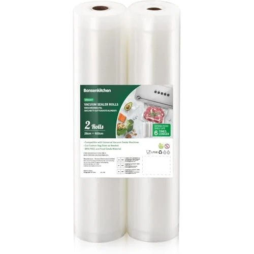 Oferta limitada: Bonsenkitchen Rollos al Vacio para Envasadora al Vacío, 2 Rollos 28 x 600cm Bolsas de Vacio Gofradas para Conservación de Alimentos y Sous Vide Cocina & Boilable, BPA Free, VB3207 de 19.99 EUR a 14.99 EUR (ahorro 25%)