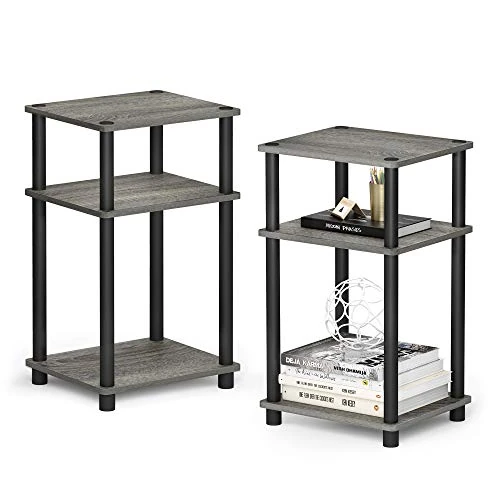 Limited-time offer: Furinno JUST Side Table Set of 2, 3-Tier End Tables, Open Shelves Night Stand, Nightstand, Toolless Assembly, for Living Room, Bedroom, French Oak from 31.99 GBP to 23.99 GBP (save 25%)