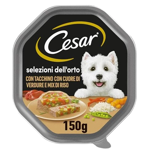 Cesar Heart of Soft Vegetables Dog Food, Paté with Turkey and Heart of Vegetables 150 g - 14 Bowls