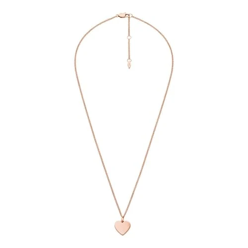 Begrenztes Angebot: FOSSIL Damen Roségoldfarbenes Edelstahlarmband mit Karabinerverschluss und herzförmigem Anhänger von 44.57 EUR auf 20.50 EUR (Rabatt 54%)