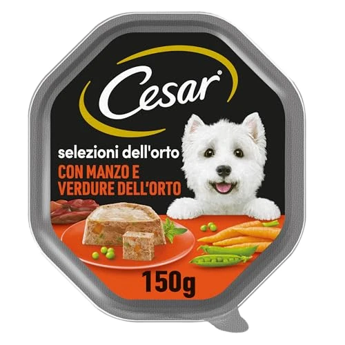 Cesar Selezioni dell'Orto Food for Dog, Delicate Paté with Beef and Vegetables, without artificial colors and flavors 150 g - 14 Trays