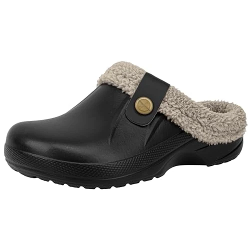Offerta a tempo: ChayChax Donna Uomo Invernali Zoccoli Sabot Imbottiti Calde Morbide Pantofole Casa Esterno in Comode Peluche Inverno Impermeabile Scarpe da Giardino, Nero 1, 40/41 EU - 0.00% da 24.99 € a 24.99 €