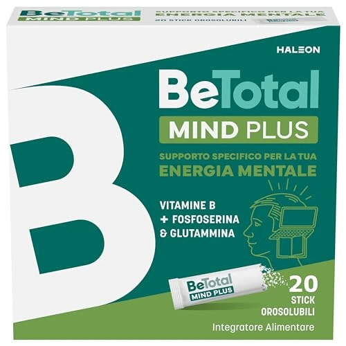 Beperkte aanbieding: Be Total Mind Plus Integratore Alimentare di Magnesio, Potassio e Vitaminen B per supportare il Metabolismo Energetico degli Adulti, Senza Glutine e Lattosio*, 20 bustine van 19.31 EUR naar 19.31 EUR (besparing 0%)