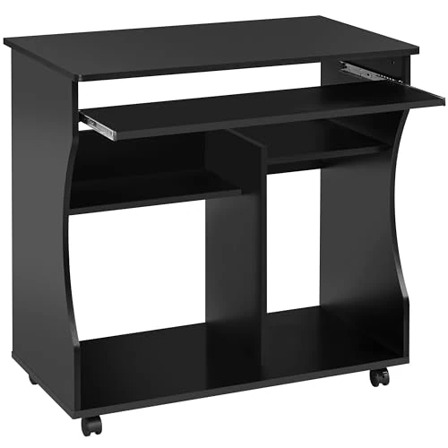 Offerta a tempo: Yaheetech Scrivania PC Moderna con Tastiera Estraibile e Ruote - 19% da 69.99 € a 56.51 €