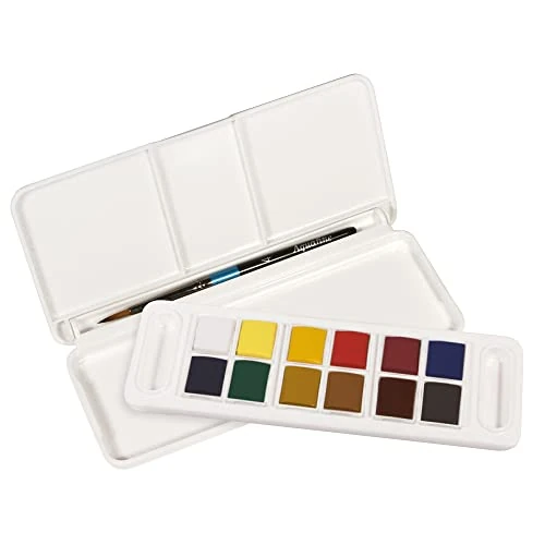 Offre limitée : Daler Rowney Aquafine - Set de voyage peinture aquarelle - 12 demi-godets et 1 pinceau de 14.99 € à 8.99 € (40% de remise)