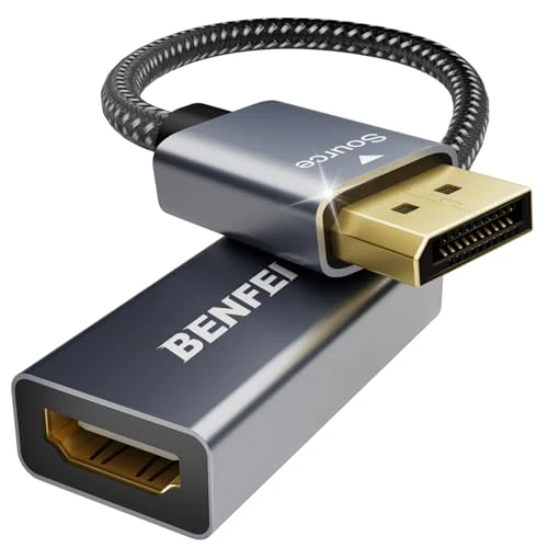 Offerta a tempo: BENFEI Adattatore Displayport a HDMI 4K, Unidirezionale DisplayPort Computer a HDMI Monitor Convertitore per Lenovo Dell HP Asus [involucro in alluminio, intrecciato in nylon] - 25% da 9.99 € a 7.46 €