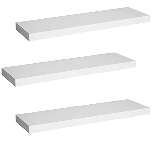 Zeitlich begrenztes Angebot: WOLTU 3X Schweberegale Wandregal Wandboard Bücherregal aus MDF Holz, 3er Set Weiss/Schwarz (Weiß, 80cm) von 42.99 € auf 36.54 € (15% Rabatt)