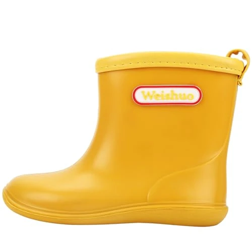 Oferta limitada: Weishuo Botas de Agua Infantiles para Niños Niñas 1-8 Años, Botas de Lluvia Ligeras PVC Impermeables Antideslizantes para Lluvia y Juegos al Aire Libre, Talla del Fabricante 13, 20 EU, Amarillo de 23.99 € a 23.99 € (ahorro 0.00%)