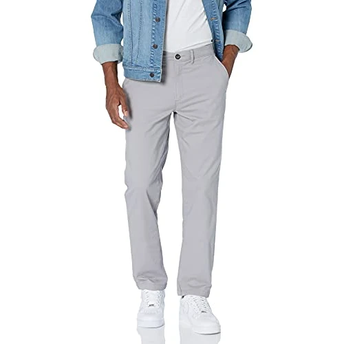 Amazon Essentials Pantaloni Chino Elasticizzati Casual Vestibilità Skinny Uomo, Grigio, 40W / 29L