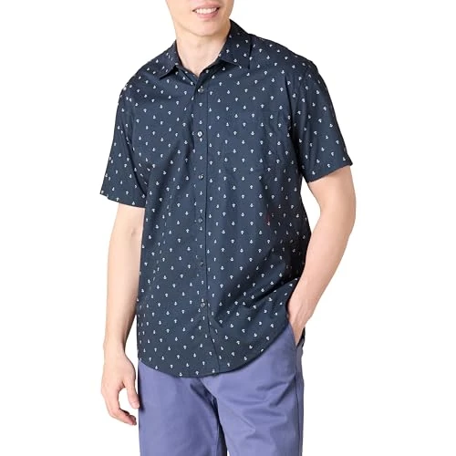 Limited-time offer: Amazon Essentials Men's Regular-Fit Short Sleeve Collared Button Down Shirt, Navy Blue, X-Small from $20.00 to $20.00 (save 0.00%)
