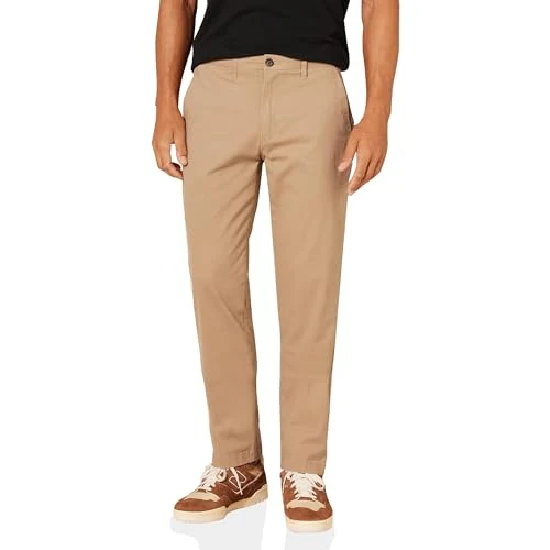 Amazon Essentials Pantalón Chino Elástico Informal Corte Deportivo (Disponible en Tallas Grandes y Largos Especiales) Hombre, Marrón Seta, 35W / 28L