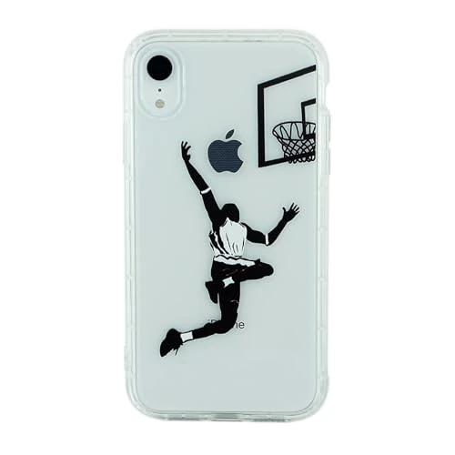 Keyihan Case Compatible with iPhone XR 6.1 Inch Transparent Soft TPU Protective Case Cover Shock Absorption Silicone Protective Case (Playing Basketball Pattern)