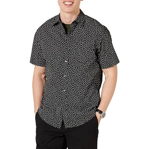 Oferta limitada: Amazon Essentials Camisa Estampada de Manga Corta y Ajuste Normal Hombre, Negro Floral, XS de 10.04 € a 10.04 € (ahorro 0.00%)