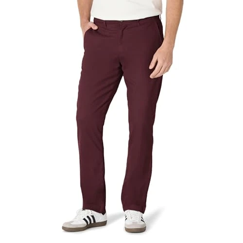 Tijdelijke aanbieding: Amazon Essentials Men's Sportieve casual chinobroek met stretch (verkrijgbaar in grote en lange maten), Bordeauxrood, 28W / 28L van 29.99 € naar 29.99 € (0.00% korting)
