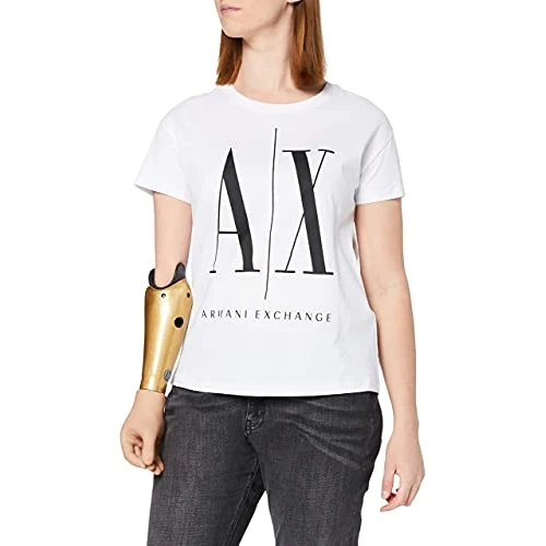 Offerta a tempo: Armani Exchange Icontee Logo, Maglietta A Maniche Corte Donna, Bianco (White W/ Black Print 5100), X-Small - 33% da 45.00 € a 29.99 €