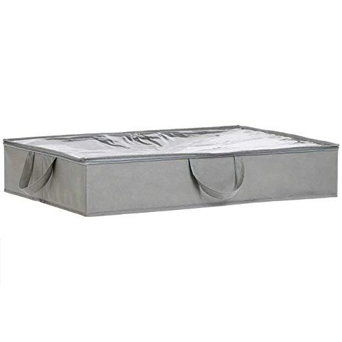 Tijdelijke aanbieding: Amazon Basics - Onderbedcommode van stof, ritssluiting, 2 stuks, grijs van 24.39 EUR naar 24.39 EUR (korting 0%)