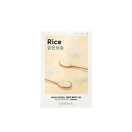 MISSHA - Masque Facial Airy Fit Sheet au Riz | Nutrition Intensive | Peau Rayonnante et Rajeunie | Hydratation Profonde, Blanc, 19 g