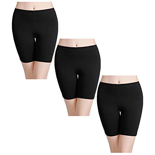 Tijdelijke aanbieding: Katoenen damesshorts, korte leggings, elastisch, voor yoga, gym, hardlopen, voorkomt schuurplekken, onderjurk, veiligheidsonderbroek, multi-verpakking., Zwart, S van 22.95 € naar 22.95 € (0.00% korting)