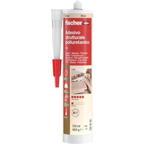 Offerta a tempo: Fischer KK Adesivo Strutturale Poliuretanico, Colla di Montaggio per Legno, Resistente all'Acqua, per Mobili, Serramenti, PVC, Plastica, Pietra, Muratura, e Cartongesso, 544663 - 32% da 21.70 € a 14.80 €