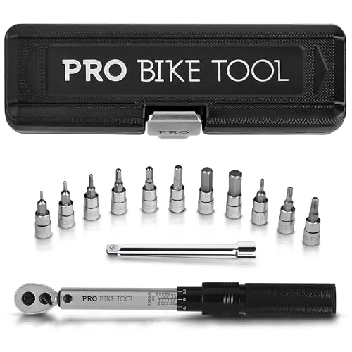 Limited offer: PRO BIKE TOOL Torque Wrench and Torque Screwdriver Set - Precision Tool for Bike Maintenance - 1/4 Inch Drive - 2.2 to 16.9 Nm - Complete Kit with Allen, Torx, Extension - with Protective Case from 60.22 USD to 52.99 USD (save 12%)