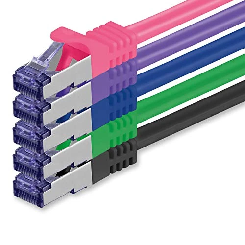 Limited-time offer: 1aTTack.de Cat.7 network cable set 5m - 5 colors 02-5 pieces - Cat7 patch cable (SFTP PIMF LSZH) raw cable 10 Gb/s with Rj 45 connector Cat.6a - 5 x 5 meters 5 colors 02 from 30.19 GBP to 30.19 GBP (save 0%)