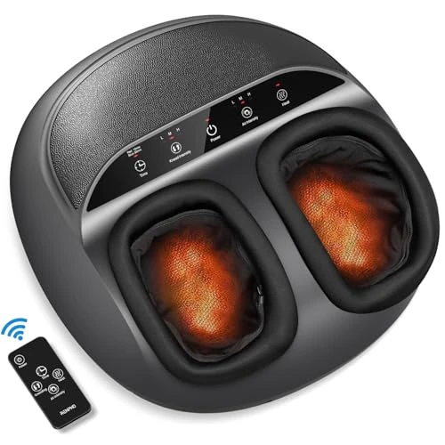 RENPHO Foot Massager with Heat, Shiatsu Foot Massage Machine, Deep Kneading, Air Compression, Electric Massager for Tired Feet, Plantar Fasciitis - Remote Control (Black)