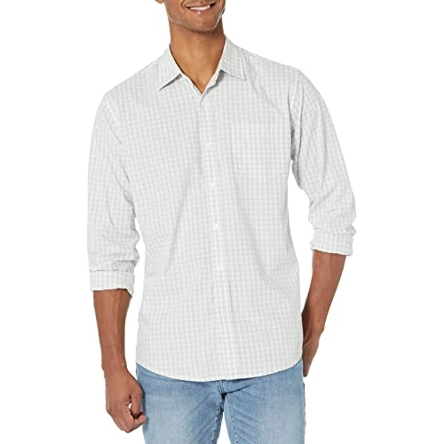 Zeitlich begrenztes Angebot: Amazon Essentials Men's Regular-Fit Long-Sleeve Check Shirt Shirt, -Gray Check, Large von 21.60 € auf 18.36 € (15% Rabatt)