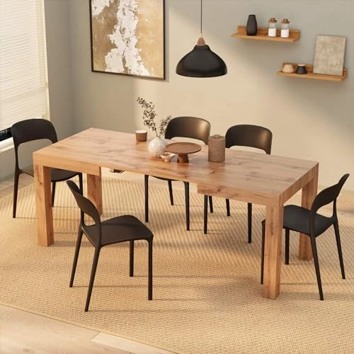 MOBILI FIVER, Table à Manger Extensible, First, 120(200) x80 cm, Bois Rustique, pour 6-8 Personnes, Table Extensible pour Cuisine, Salon, Made in Italy