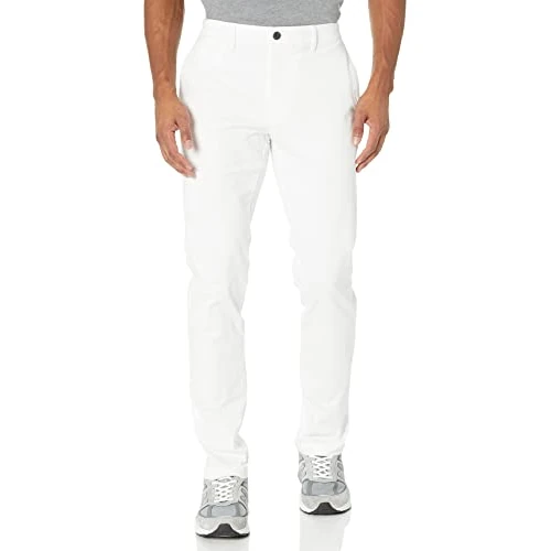 Amazon Essentials Chino Elasticizzati Comodi Slavati Skinny Uomo, Bianco, 40W / 28L