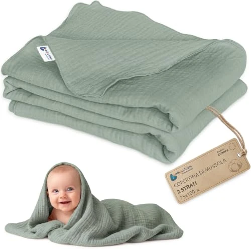 Tijdelijke aanbieding: Medi Partners Mousseline Babydeken 75x100cm Mousseline Deken voor Pasgeborenen - Dunne Zachte Knuffeldeken Zomerdeken Voor Peuters Speelmat Wieg Kinderwagen (Olijf) van 15.74 € naar 15.74 € (0.00% korting)