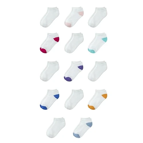 Amazon Essentials Unisex Kinder Niedrig Geschnittene Gepolsterte Baumwollsocke, 14 Paar, Weiß, S (2-4 Jahre)